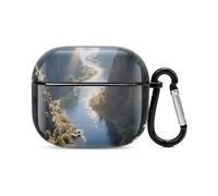 Bluetooth Headset Case Canyon, Yellowstone River Meanders Printed Case Shockproof PC Hard Shell Full Coverage Compatible with Wireless Charging And Airpods (3rd Generation) with Safety Buckle