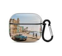 Bluetooth Headset Case Colorful Buildings Printed Case Shockproof PC Hard Shell Full Coverage Compatible with Wireless Charging And Airpods (3rd Generation) with Safety Buckle