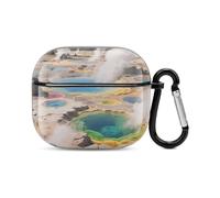 Bluetooth Headset Case Colorful Geyser Springs Printed Case Shockproof PC Hard Shell Full Coverage Compatible with Wireless Charging And Airpods (3rd Generation) with Safety Buckle