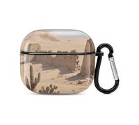 Bluetooth Headset Case Desert Ruins Printed Case Shockproof PC Hard Shell Full Coverage Compatible with Wireless Charging And Airpods (3rd Generation) with Safety Buckle