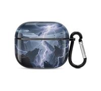 Bluetooth Headset Case Electromagnetic Storm Canyon Printed Case Shockproof PC Hard Shell Full Coverage Compatible with Wireless Charging And Airpods (3rd Generation) with Safety Buckle