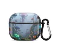 Bluetooth Headset Case Fantasy Jungle Printed Case Shockproof PC Hard Shell Full Coverage Compatible with Wireless Charging And Airpods (3rd Generation) with Safety Buckle