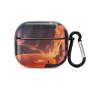 Bluetooth Headset Case Fiery Canyon Printed Case Shockproof PC Hard Shell Full Coverage Compatible with Wireless Charging And Airpods (3rd Generation) with Safety Buckle