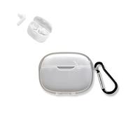 Bluetooth Headset Case for JBL Wave Beam/ Beam2 with Carabiner Protective TPU Transparent Cover Scratch Shock Resistant Drop-Proof Anti-Fall Anti-Seismic Lanyard Soft Clear Lock Clip Charging Shell