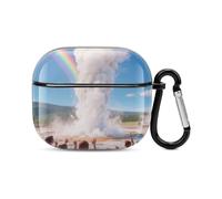Bluetooth Headset Case Geyser Eruptions Printed Case Shockproof PC Hard Shell Full Coverage Compatible with Wireless Charging And Airpods (3rd Generation) with Safety Buckle