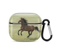 Bluetooth Headset Case Horse Printed Case Shockproof PC Hard Shell Full Coverage Compatible with Wireless Charging And Airpods (3rd Generation) with Safety Buckle