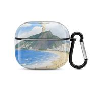 Bluetooth Headset Case Monte Cristo And Beach Printed Case Shockproof PC Hard Shell Full Coverage Compatible with Wireless Charging And Airpods (3rd Generation) with Safety Buckle
