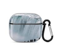 Bluetooth Headset Case Niagara Falls Frozen in Winter Printed Case Shockproof PC Hard Shell Full Coverage Compatible with Wireless Charging And Airpods (3rd Generation) with Safety Buckle