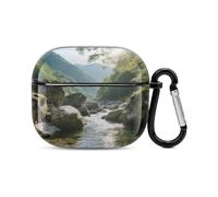 Bluetooth Headset Case Strange Rocks in The Creek Printed Case Shockproof PC Hard Shell Full Coverage Compatible with Wireless Charging And Airpods (3rd Generation) with Safety Buckle