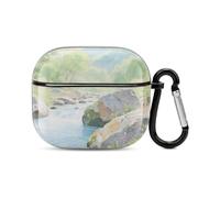 Bluetooth Headset Case Strange Rocks in The Creek Printed Case Shockproof PC Hard Shell Full Coverage Compatible with Wireless Charging And Airpods (3rd Generation) with Safety Buckle