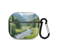 Bluetooth Headset Case Summer Valleys Printed Case Shockproof PC Hard Shell Full Coverage Compatible with Wireless Charging And Airpods (3rd Generation) with Safety Buckle