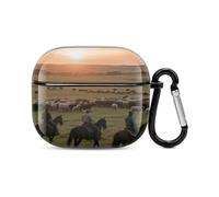 Bluetooth Headset Case Sunset at The Cowboy Ranch Printed Case Shockproof PC Hard Shell Full Coverage Compatible with Wireless Charging And Airpods (3rd Generation) with Safety Buckle