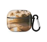 Bluetooth Headset Case Sunset Coconut Coast Printed Case Shockproof PC Hard Shell Full Coverage Compatible with Wireless Charging And Airpods (3rd Generation) with Safety Buckle