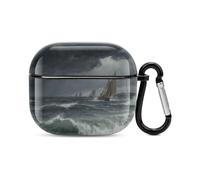 Bluetooth Headset Case The Sea before The Storm Printed Case Shockproof PC Hard Shell Full Coverage Compatible with Wireless Charging And Airpods (3rd Generation) with Safety Buckle