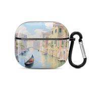 Bluetooth Headset Case Venice Water City Scenery Printed Case Shockproof PC Hard Shell Full Coverage Compatible with Wireless Charging And Airpods (3rd Generation) with Safety Buckle