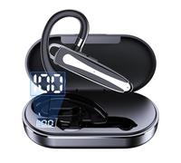 Bluetooth Headset for Cell Phones Wireless Earpiece with Earhooks IPX7 Waterproof Work Ear Piece Hands Free Single In-Ear Headphone with Charging Case for Driving Business Truck Driver Men Women