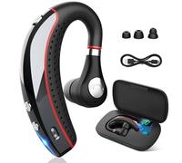 Bluetooth Headset V5.3, Bluetooth Earbuds Wireless with 500mAh Charging Case, Lightweight Earpiece, Bluetooth, Handsfree for Phone Calls for Business, Trucker, Office, Compatible with