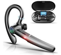 Bluetooth Headset V5.3, Hands Free Bluetooth Earpiece with Microphone Extendable to 60Hrs Play Time, Single Wireless Headset with LED Charging Case, Wireless Earpiece for Driving/Business/Office,Black