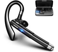 Bluetooth Headset V5.3 Wireless Handsfree Earpiece, Bluetooth Earpiece Single Headset with ENC Noise Canceling Microphone,LED Display,Waterproof Earphones In-Ear Headphone for Business,Office,Driving