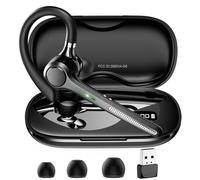 Bluetooth Headset V5.4, Bluetooth Earpiece with 500mAh Charging Case, 50H Talk Time Wireless Headset with Mic for Computer Cell Phones, Hands Free Noise Canceling Headphones for Work Trucker