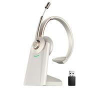 Bluetooth Headset, Wireless Headphones with Microphone Noise Canceling & USB Dongle, V5.0 Trucker Bluetooth Headset with Mic Mute & Charge Dock for PC/Laptop/Phone/Meeting/CallCenter/Office Gold