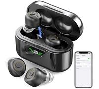 Bluetooth Hearing Aids, OTC Rechargeable Hearing Amplifiers with Noise Cancelling for Senior Adults(Black)