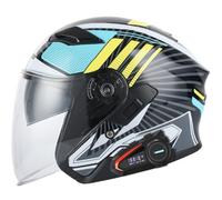 Bluetooth Helmet, Scooter Helmet, Vintage Scooter Helmets, DOT/ECE Approved, Half-Open Face Helmet for Men and Women with Anti-Scratch Visor 1,XXL