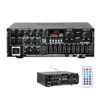 Bluetooth HIFI Power Amplifier, Audio Home Karaoke for Av Home Cinema Studio Car Tv Phone, 2000 W Digital Power Amplifier with Bluetooth, Fm Radio, USB SD Aux, 4 Mic Inputs