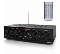 Bluetooth Home Audio Amplifier System - Upgraded 2018 6 Channel 750 Watt Wireless Home Audio Sound Power Stereo Receiver w/USB, Micro SD, Headphone, 2 Microphone Input w/Echo, Talkover for PA - Pyle