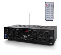Bluetooth Home Audio Amplifier System - Upgraded 2018 6 Channel 750 Watt Wireless Home Audio Sound Power Stereo Receiver w/USB, Micro SD, Headphone, 2 Microphone Input w/Echo, Talkover for PA - Pyle