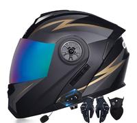 Bluetooth Integrated Flip Up Front Motorbike Helmets ECE Approved Anti-fog Dual Visors Crash Racing Motorcycle Helmet Noise Reduction Ventilation for Adults Men Women 55~62cm
