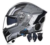 Bluetooth Integrated Flip Up Front Motorbike Helmets ECE DOT Approved Anti-fog Dual Visors Crash Racing Motorcycle Modular Helmet Noise Reduction Ventilation Men Women 55~62cm