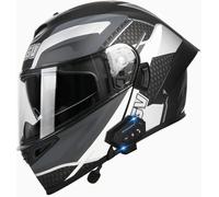 Bluetooth Integrated Helmets Modular Helmet Flip Up with Dual Visor Motorcycle Helmet Full Face Motorbike Helmets DOT/ECE Approved Moped Crash Helmet 57~64Cm 4,XL
