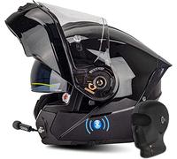 Bluetooth Integrated Modular Motorcycle Helmet with Dual Visors ECE Approved Flip Up Helmet Motorbike Crash Modular Helmet for Men Women Flip Up Motorbike Helmet 6,4XL