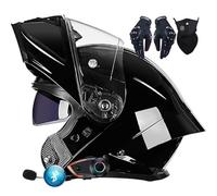 Bluetooth Intercom Flip Up Front Motorbike Helmets ECER 22.06 Approved Modular Motorcycle Helmet Dual Pinlock Anti-fog Visors Full Face Helmet Lightweight for Men Women M~XXL