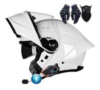 Bluetooth Intercom Flip Up Front Motorbike Helmets ECER 22.06 Approved Modular Motorcycle Helmet Dual Pinlock Anti-fog Visors Full Face Helmet Lightweight for Men Women M~XXL