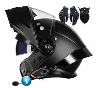 Bluetooth Intercom Flip Up Front Motorbike Helmets ECER 22.06 Approved Modular Motorcycle Helmet Dual Pinlock Anti-fog Visors Full Face Helmet Lightweight for Men Women M~XXL
