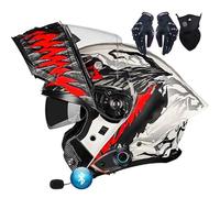 Bluetooth Intercom Flip Up Front Motorbike Helmets ECER 22.06 Approved Modular Motorcycle Helmet Dual Pinlock Anti-fog Visors Full Face Helmet Lightweight for Men Women M~XXL
