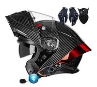 Bluetooth Intercom Flip Up Front Motorbike Helmets ECER 22.06 Approved Modular Motorcycle Helmet Dual Pinlock Anti-fog Visors Full Face Helmet Lightweight for Men Women M~XXL
