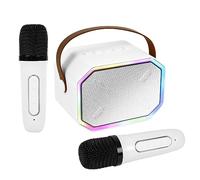 Bluetooth Karaoke Machines, Bluetooth Speakers, Microphone Karaoke Toy, Home Karaoke, Brilliant Color LED Mood Lighting Set, Portable Outdoor Microphone, Sound, All-In-One (C, White)