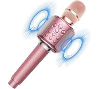 Bluetooth Karaoke Microphones for Kids & Adults, Wireless Rechargeable Mic with Built-in Stereo Speaker, Echo｜Duet Mode｜Recording｜Music Playback, Premium Leather Handle, Portable Storage Case RoseGold