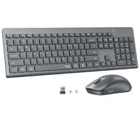 Bluetooth Keyboard and Mouse, 3 Multi-Device Connection, 30dB Quiet Full Size Ergonomic Keyboard with 4 Level DPI Adjustable Mouse, Compatible for PC/Laptop/Mac/MacBook/iPad/Tablet, Grey