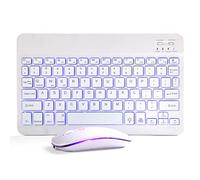 Bluetooth Keyboard and Mouse Combo for iPad - Rechargeable Wireless Keyboard & Mouse with 7-Color Backlit Compatible with iPad 9th/8th Gen, iPad Pro/Air/Mini, iPhone14/13/12 Pro, White