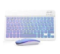 Bluetooth Keyboard and Mouse Combo for iPad - Rechargeable Wireless Keyboard & Mouse with 7-Color Backlit Compatible with iPad 9th/8th Gen, iPad Pro/Air/Mini, iPhone14/13/12 Pro, (10 inch Purple)
