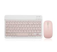 Bluetooth Keyboard and Mouse Combo Rechargeable Portable Wireless Keyboard Mouse Set for Apple iPad iPhone iOS 13 and Above Samsung Tablet Phone Smartphone Android Windows (10 inch Pink)