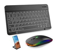 Bluetooth Keyboard & Mouse Combo for iPad - Rechargeable RGB Wireless Set with 7-Color Backlit, Compatible with iPad 10th/9th/8th Gen, iPad Pro/Air/Mini (Black).