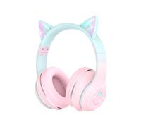 Bluetooth Kids Headphones,Cat Ear LED Light Up Kids Wireless Headphones,Bluetooth 5.1&Stereo Sound,Foldable,Adjustable Headband,Children Headphone with Microphone Over Ear for School/Tablet (Pink)