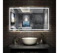 Bluetooth LED Bathroom Mirror with Shaver Socket, 3 Colours Lights Dimmable, 1200x700 mm Illuminated Bathroom Vanity Mirror, Demister, Wall Switch Touch Switch Smart Mirrors Horizontal Vertical