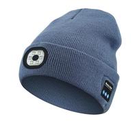 Bluetooth LED Beanie Hat - Wireless Audio Knit Cap with Detachable LED Light, USB Rechargeable, Warm Winter Outdoor Hat, Six Light Bluetooth Light Cap - Light Gray Blue - M1-bl10, One size
