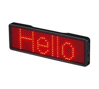 Bluetooth LED Name Badge, 4-Character Rechargeable Programmable Scrolling LED Sign, DIY Digital Message Board Display, Mini Light Badge for Trade Show, Restaurant, Conference & Events